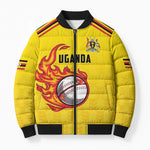 Custom Africa Cricket Uganda Bomber Puffer Jacket Cranes Cricket Ball Fire