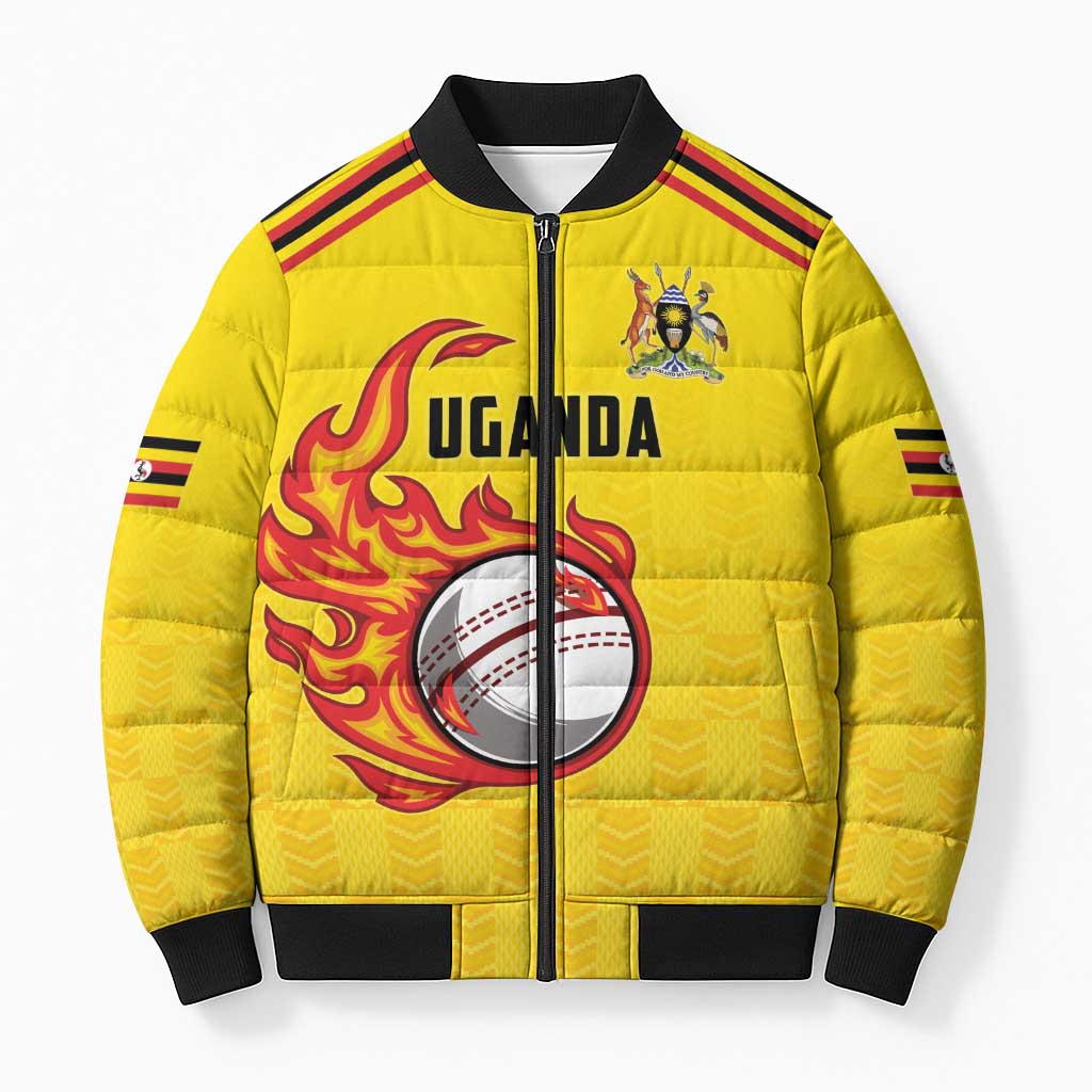 Custom Africa Cricket Uganda Bomber Puffer Jacket Cranes Cricket Ball Fire