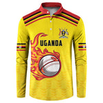 Custom Africa Cricket Uganda Button Sweatshirt Cranes Cricket Ball Fire