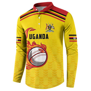 Custom Africa Cricket Uganda Button Sweatshirt Cranes Cricket Ball Fire