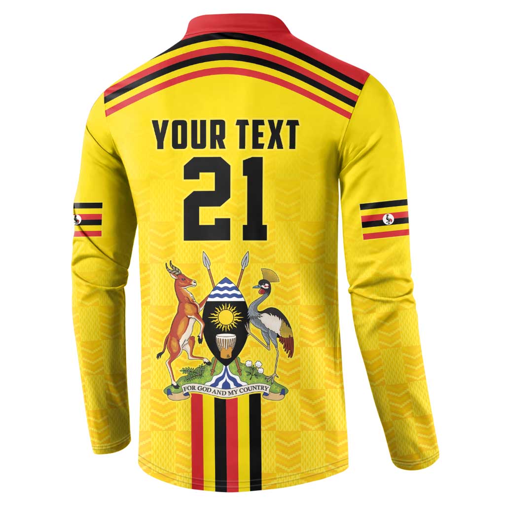 Custom Africa Cricket Uganda Button Sweatshirt Cranes Cricket Ball Fire