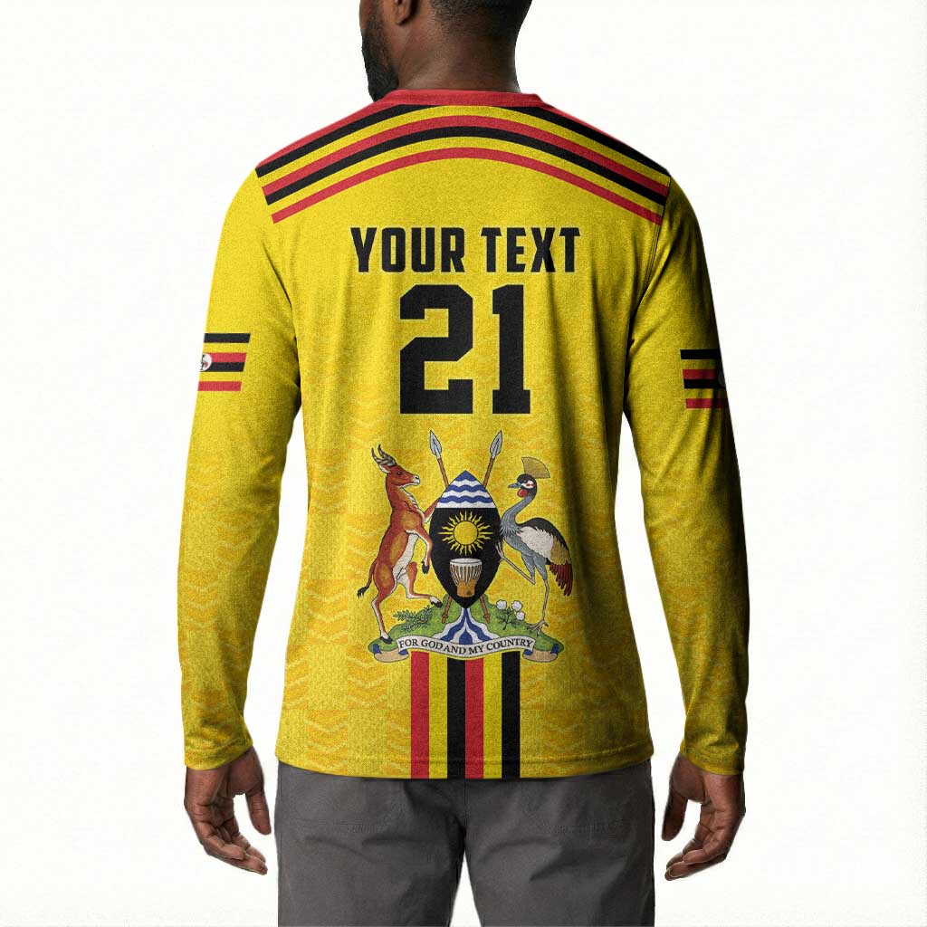 Custom Africa Cricket Uganda Button Sweatshirt Cranes Cricket Ball Fire