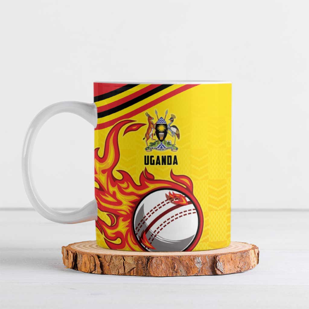 Custom Africa Cricket Uganda Ceramic Mug Cranes Cricket Ball Fire