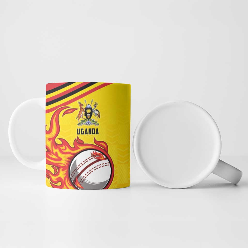 Custom Africa Cricket Uganda Ceramic Mug Cranes Cricket Ball Fire
