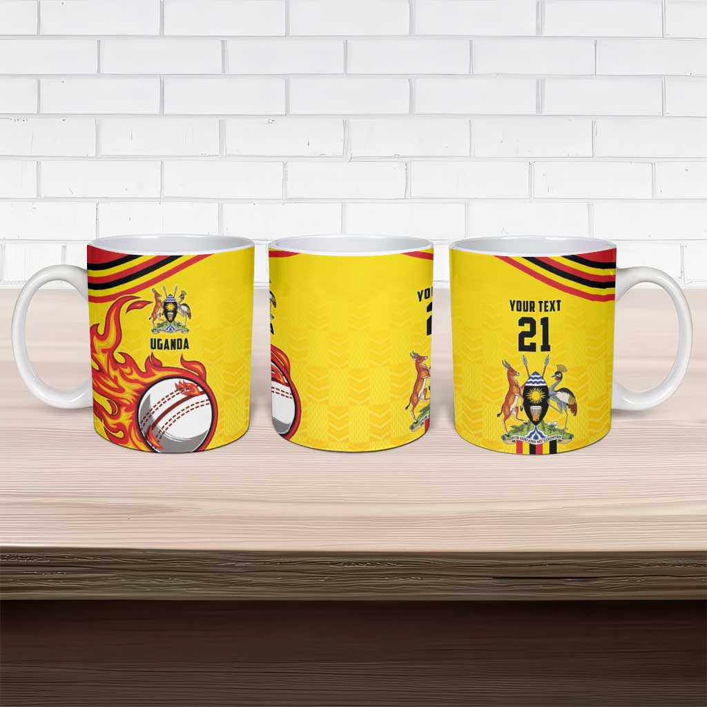 Custom Africa Cricket Uganda Ceramic Mug Cranes Cricket Ball Fire