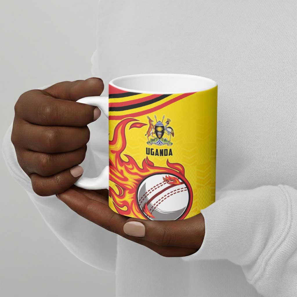 Custom Africa Cricket Uganda Ceramic Mug Cranes Cricket Ball Fire