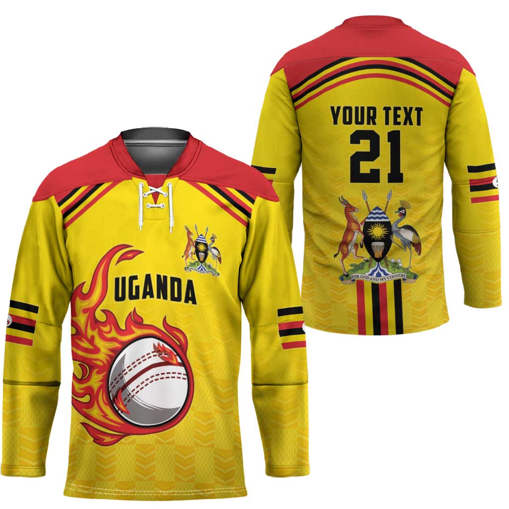 Custom Africa Cricket Uganda Hockey Jersey Cranes Cricket Ball Fire