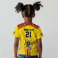 Custom Africa Cricket Uganda Kid T shirt Cranes Cricket Ball Fire - African Pride