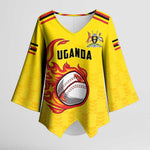 Custom Africa Cricket Uganda Kimono Sleeve Blouse Cranes Cricket Ball Fire