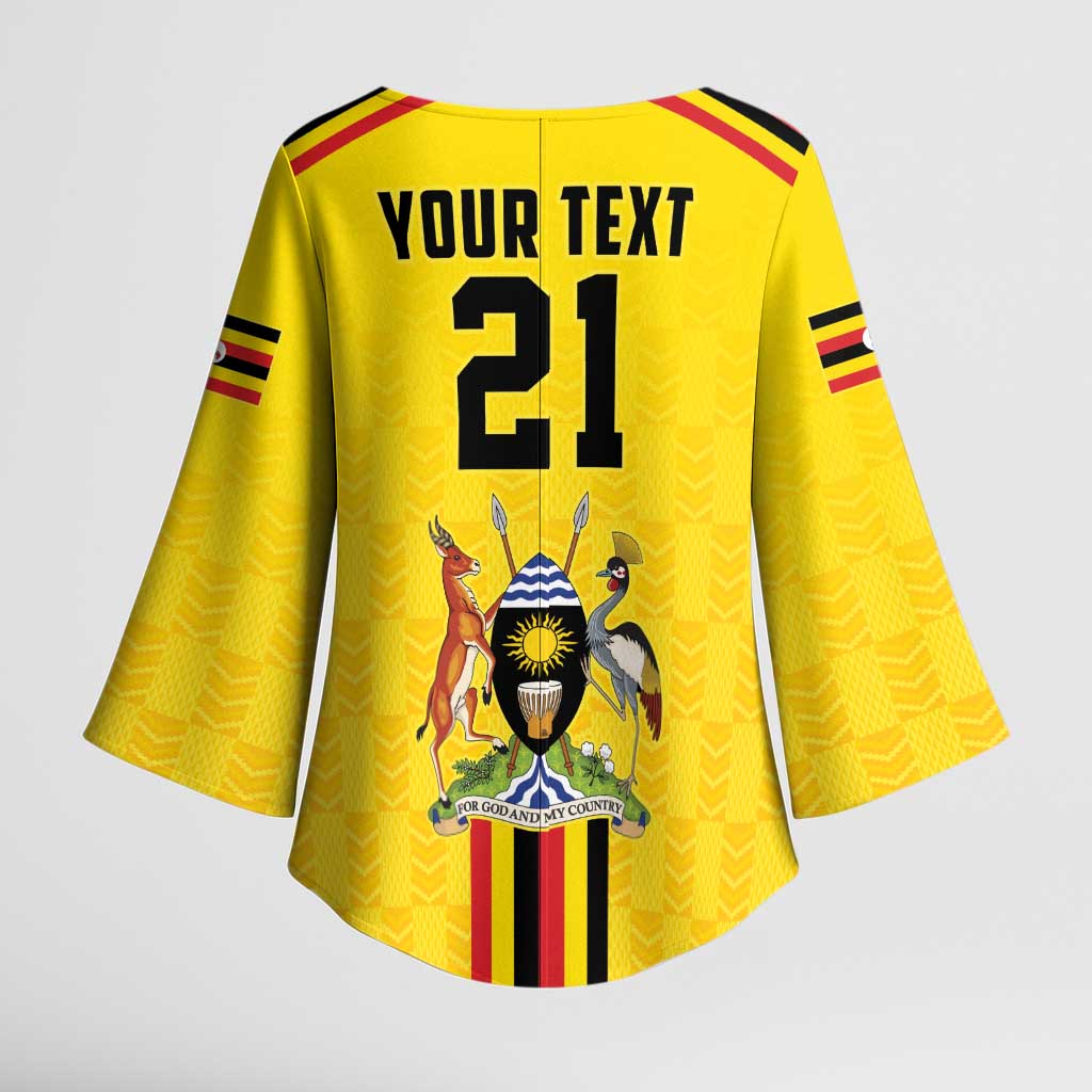 Custom Africa Cricket Uganda Kimono Sleeve Blouse Cranes Cricket Ball Fire