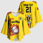 Custom Africa Cricket Uganda Kimono Sleeve Blouse Cranes Cricket Ball Fire