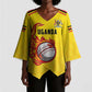 Custom Africa Cricket Uganda Kimono Sleeve Blouse Cranes Cricket Ball Fire