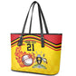 Custom Africa Cricket Uganda Leather Tote Bag Cranes Cricket Ball Fire - African Pride