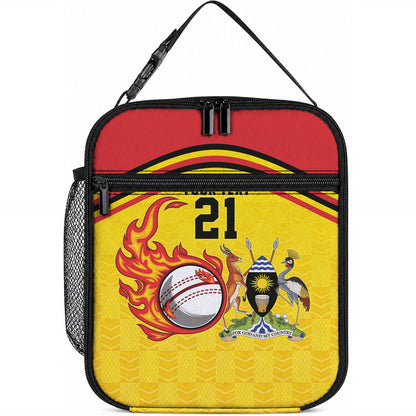 Custom Africa Cricket Uganda Lunch Bag Cranes Cricket Ball Fire
