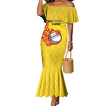 Custom Africa Cricket Uganda Mermaid Dress Cranes Cricket Ball Fire - African Pride