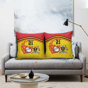 Custom Africa Cricket Uganda Pillow Cover Cranes Cricket Ball Fire