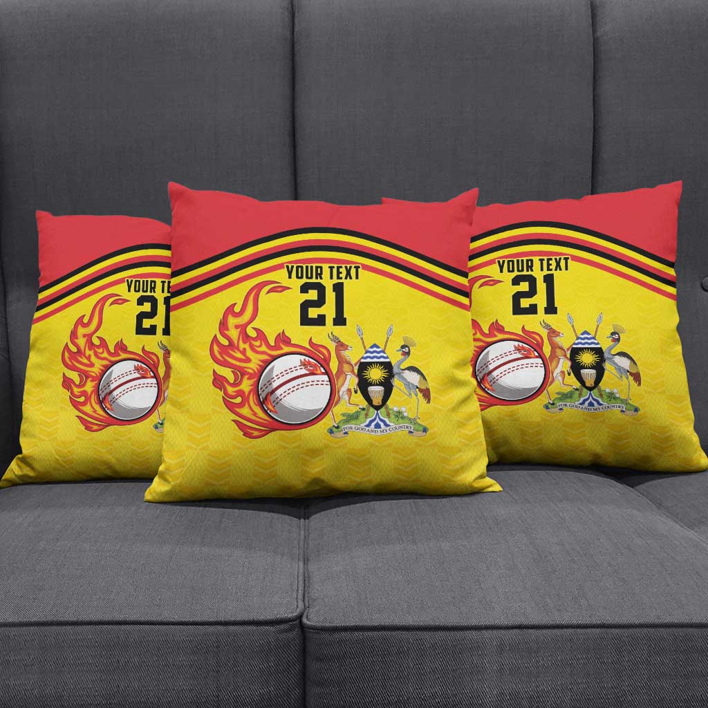 Custom Africa Cricket Uganda Pillow Cover Cranes Cricket Ball Fire