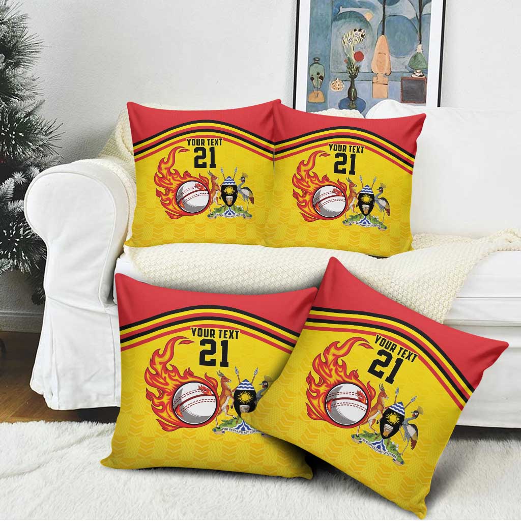 Custom Africa Cricket Uganda Pillow Cover Cranes Cricket Ball Fire