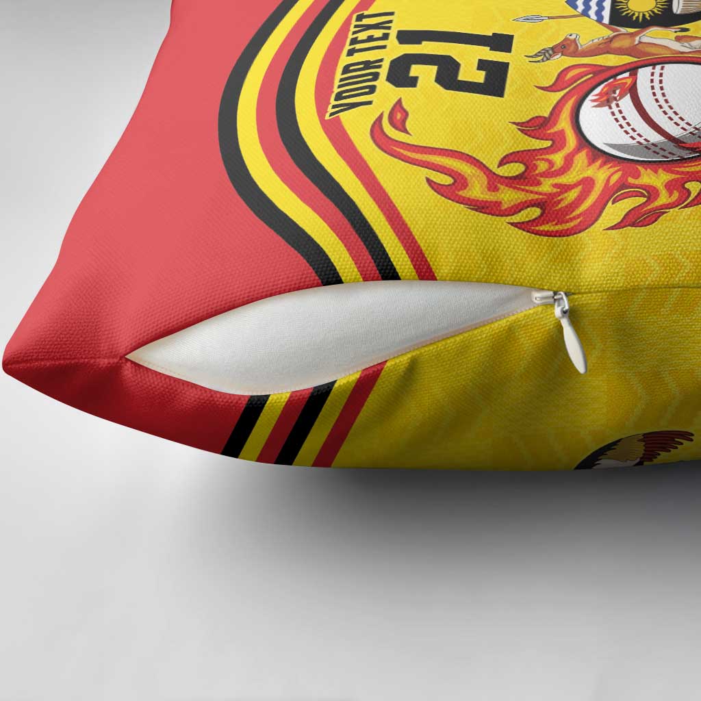 Custom Africa Cricket Uganda Pillow Cover Cranes Cricket Ball Fire