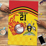Custom Africa Cricket Uganda Puzzle Cranes Cricket Ball Fire