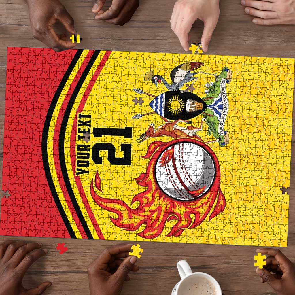 Custom Africa Cricket Uganda Puzzle Cranes Cricket Ball Fire