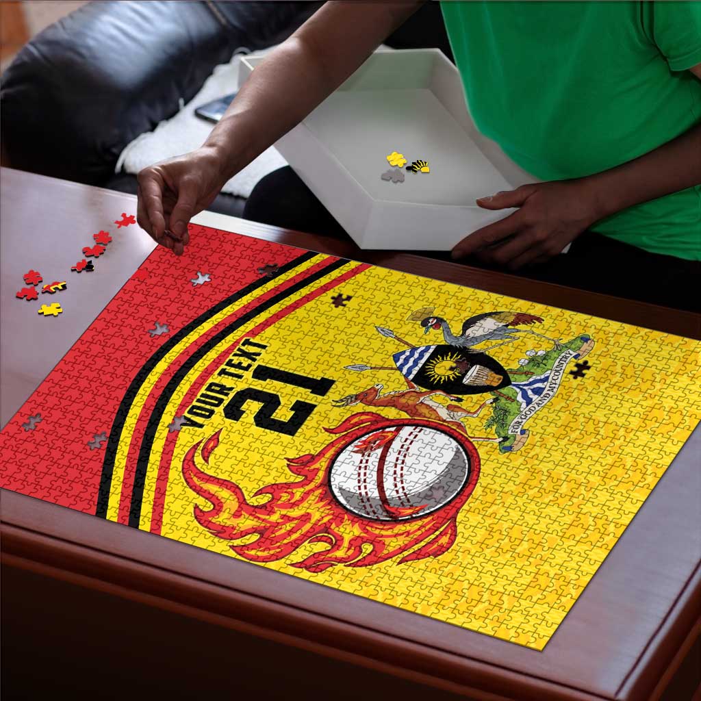Custom Africa Cricket Uganda Puzzle Cranes Cricket Ball Fire