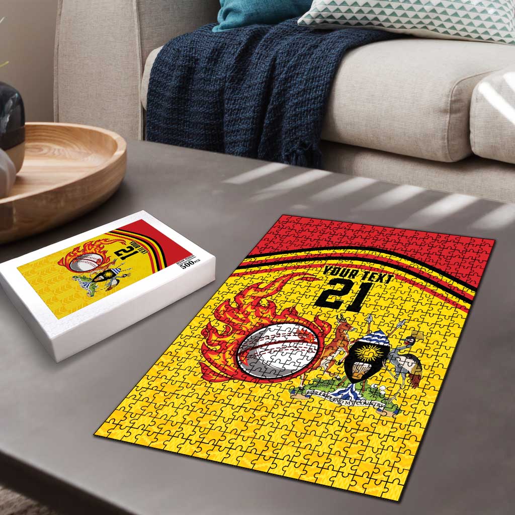 Custom Africa Cricket Uganda Puzzle Cranes Cricket Ball Fire