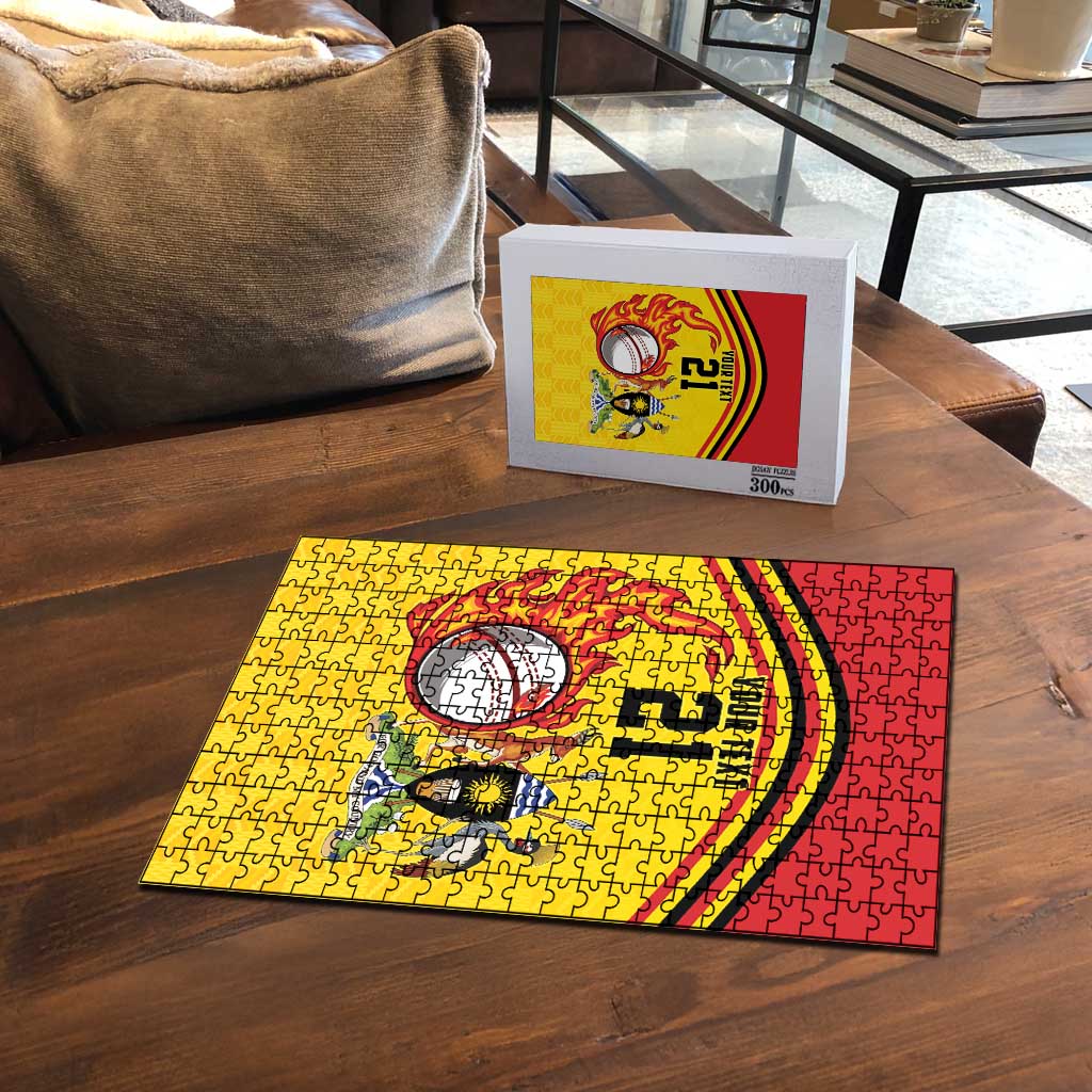 Custom Africa Cricket Uganda Puzzle Cranes Cricket Ball Fire