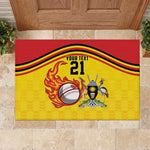 Custom Africa Cricket Uganda Rubber Doormat Cranes Cricket Ball Fire - African Pride