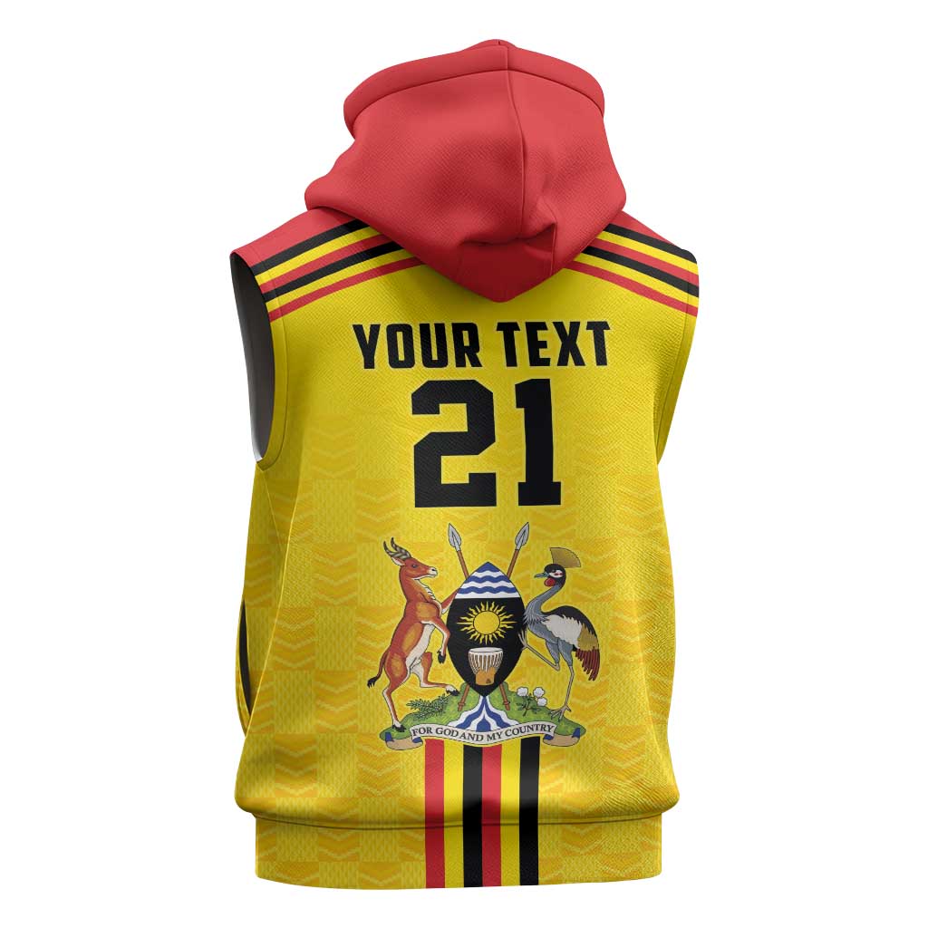 Custom Africa Cricket Uganda Sleeveless Hoodie Cranes Cricket Ball Fire - African Pride