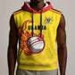 Custom Africa Cricket Uganda Sleeveless Hoodie Cranes Cricket Ball Fire - African Pride