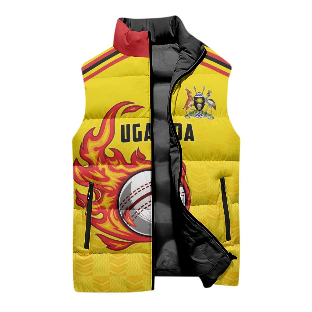 Custom Africa Cricket Uganda Sleeveless Puffer Jacket Cranes Cricket Ball Fire