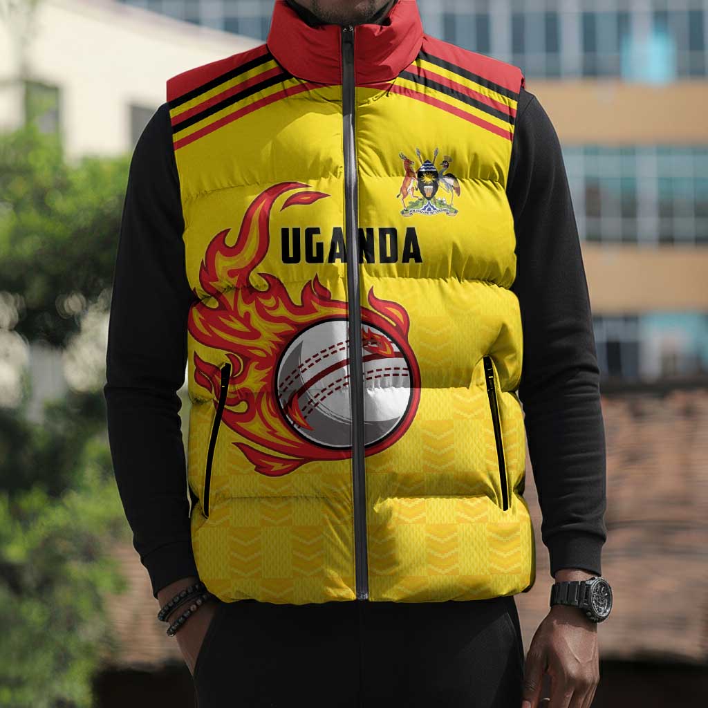 Custom Africa Cricket Uganda Sleeveless Puffer Jacket Cranes Cricket Ball Fire