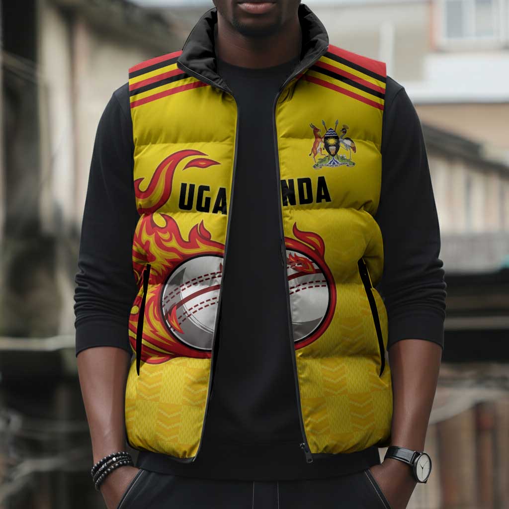 Custom Africa Cricket Uganda Sleeveless Puffer Jacket Cranes Cricket Ball Fire