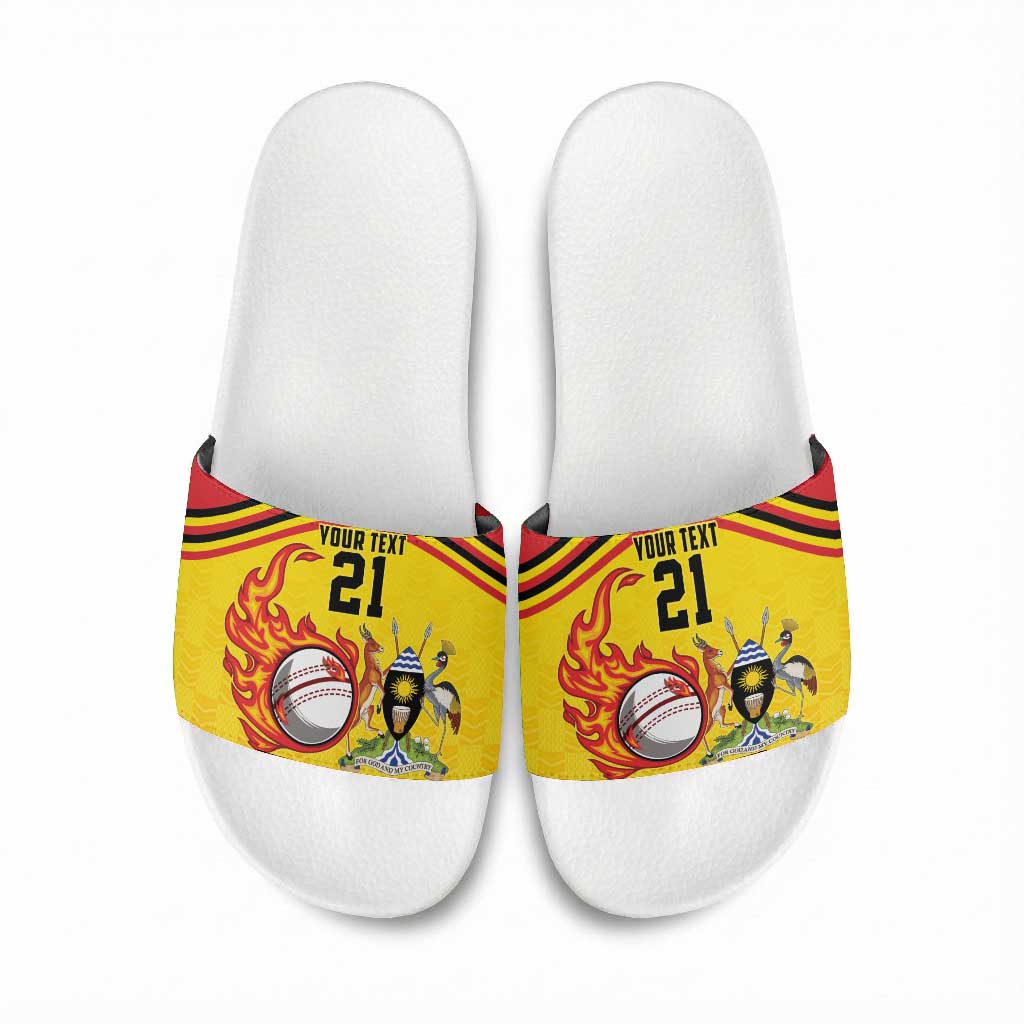 Custom Africa Cricket Uganda Slide Sandals Cranes Cricket Ball Fire