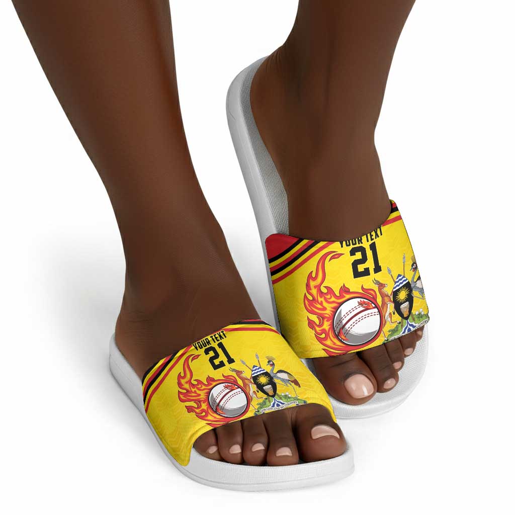 Custom Africa Cricket Uganda Slide Sandals Cranes Cricket Ball Fire