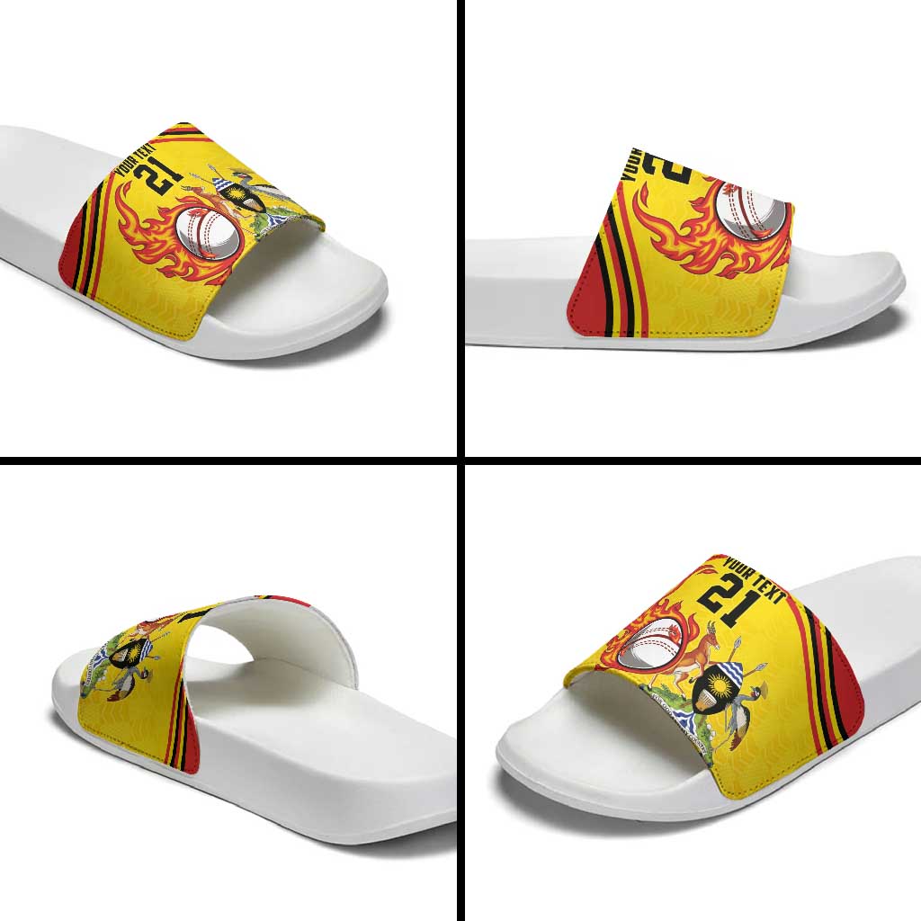Custom Africa Cricket Uganda Slide Sandals Cranes Cricket Ball Fire