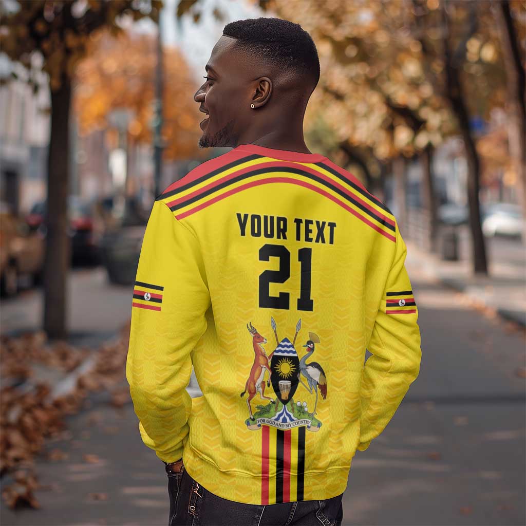 Custom Africa Cricket Uganda Sweatshirt Cranes Cricket Ball Fire - African Pride