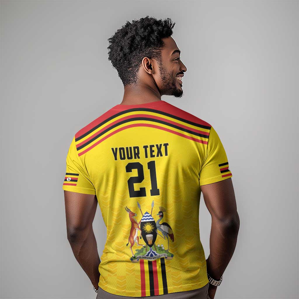 Custom Africa Cricket Uganda T shirt Cranes Cricket Ball Fire - African Pride