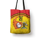 Custom Africa Cricket Uganda Tote Bag Cranes Cricket Ball Fire