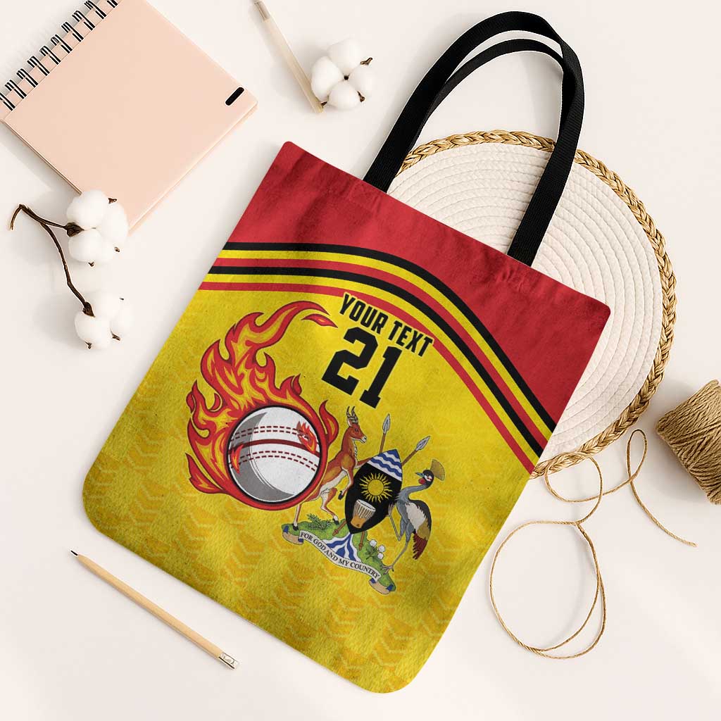 Custom Africa Cricket Uganda Tote Bag Cranes Cricket Ball Fire