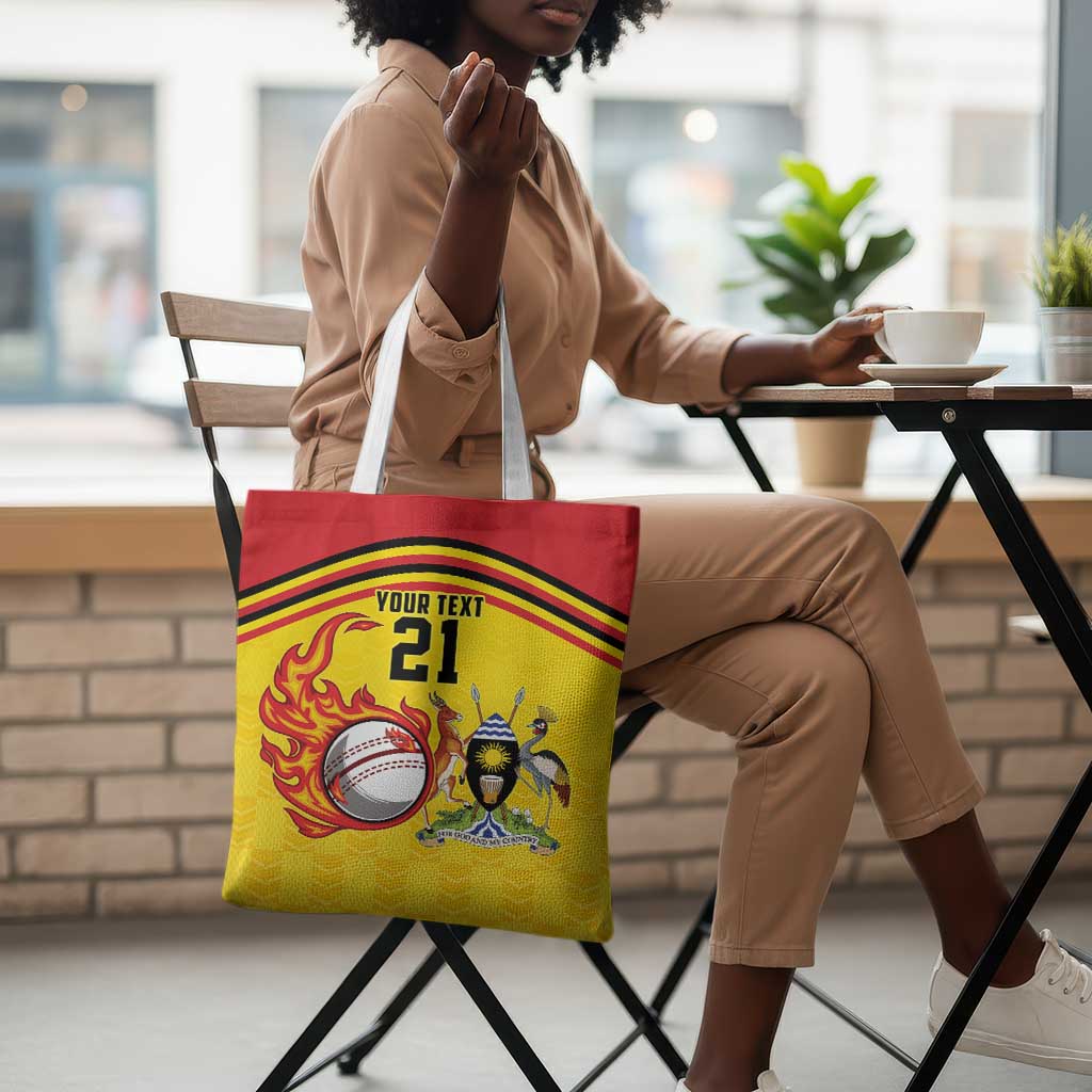 Custom Africa Cricket Uganda Tote Bag Cranes Cricket Ball Fire