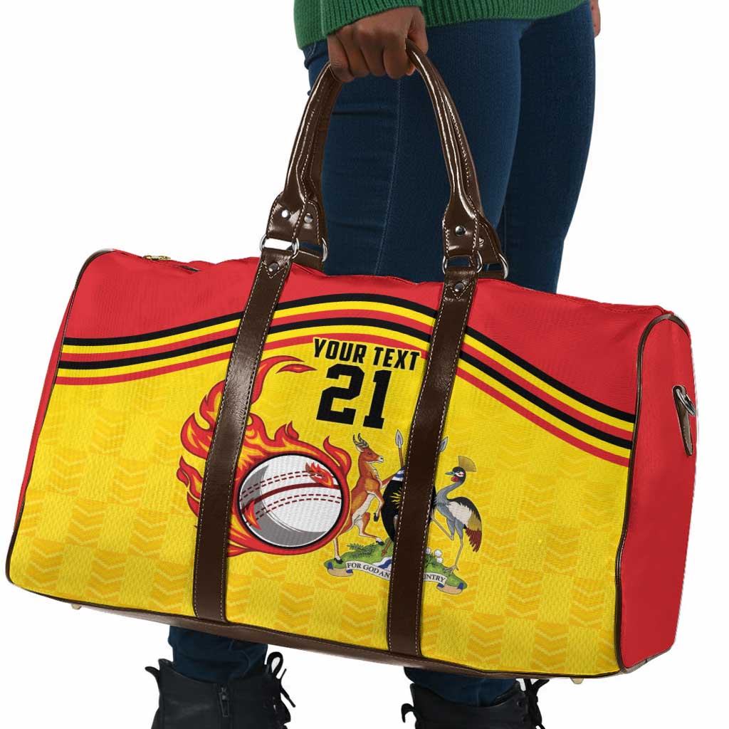 Custom Africa Cricket Uganda Travel Bag Cranes Cricket Ball Fire
