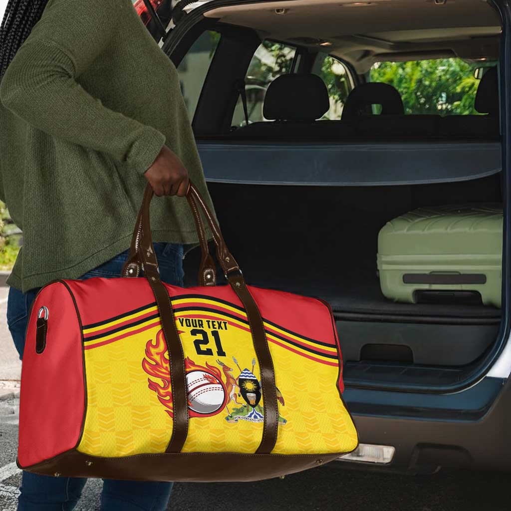 Custom Africa Cricket Uganda Travel Bag Cranes Cricket Ball Fire