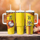 Custom Africa Cricket Uganda Tumbler With Handle Cranes Cricket Ball Fire - African Pride