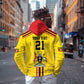 Custom Africa Cricket Uganda Zip Hoodie Cranes Cricket Ball Fire - African Pride