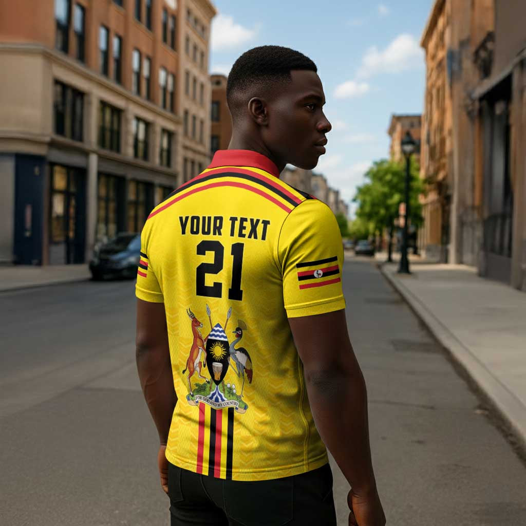 Custom Africa Cricket Uganda Zipper Polo Shirt Cranes Cricket Ball Fire