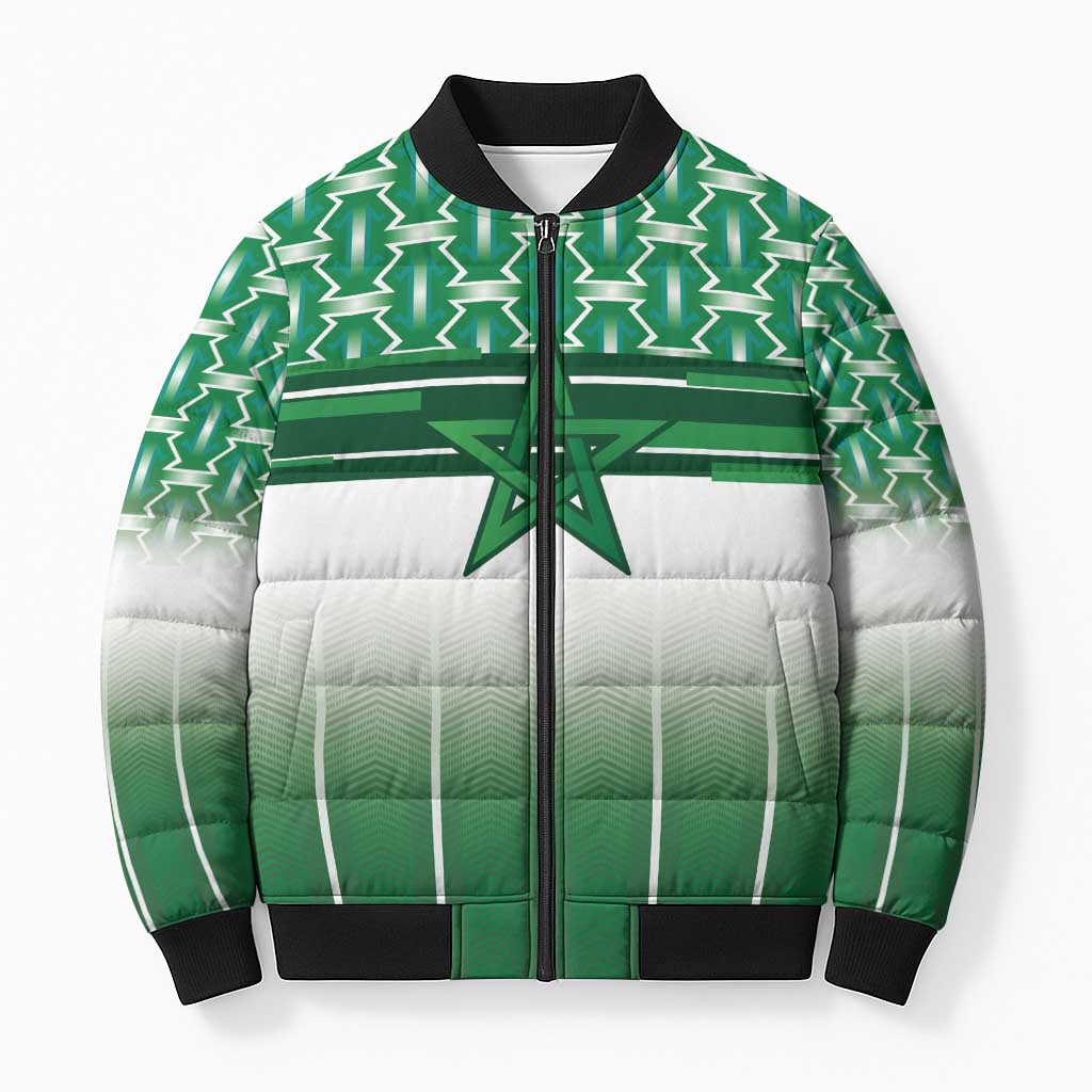 World Football Morocco Custom Bomber Puffer Jacket 1994 Away Retro Green Jersey - African Pride