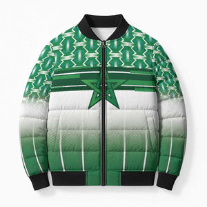 World Football Morocco Custom Bomber Puffer Jacket 1994 Away Retro Green Jersey - African Pride