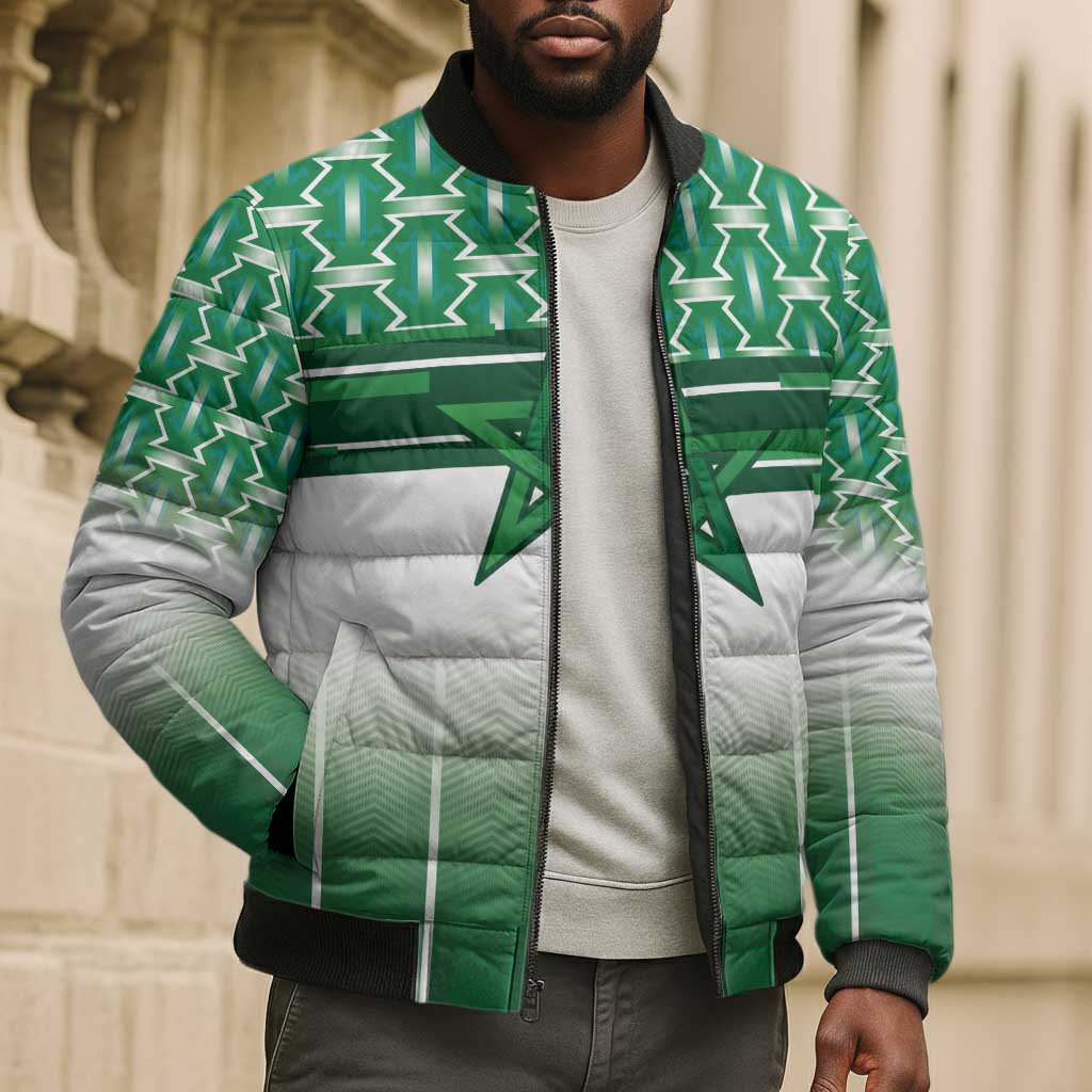 World Football Morocco Custom Bomber Puffer Jacket 1994 Away Retro Green Jersey - African Pride
